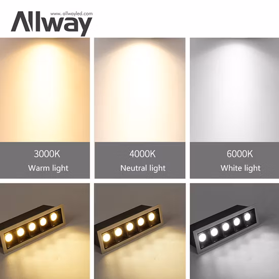 Allway – système d'éclairage à bande encastré rectangulaire, lampe linéaire d'intérieur en aluminium à LED 8W