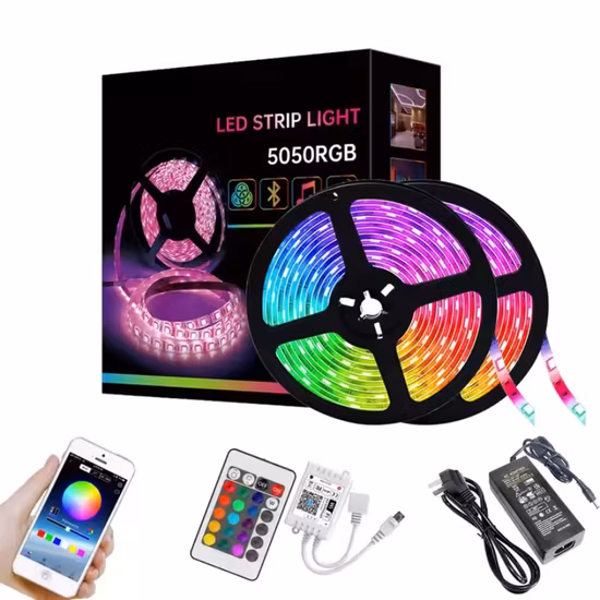 Bandes lumineuses LED, Kit de bandes lumineuses LED RVB flexibles avec contrôleur DMX et alimentation 12 V, changement de couleur